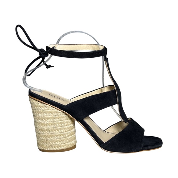 Botkier Alexia Size 8.5 Black Suede Leather Block Heel T-Strap Sandals Shoes - Picture 3 of 11